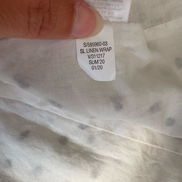 *SOLD E* Banana Republic White Black Polka Dot Linen Wrap Midi Dress Size 4 - Picture 12 of 14